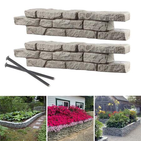 RTS COMPANIES Rts Home Accents Rock Lock Raised Garden Bed Straight Rock, 2Pk 550600500A0081